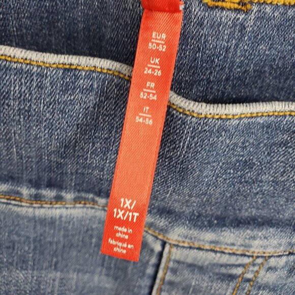 Spanx High Rise Medium Wash Pull On Straight Leg Women's Denim Jeans Size 1X - Picture 4 of 7